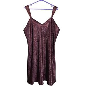 Intimates by Lane Bryant Satin Adjustable Straps Cheetah Design Slip Dress Brown
